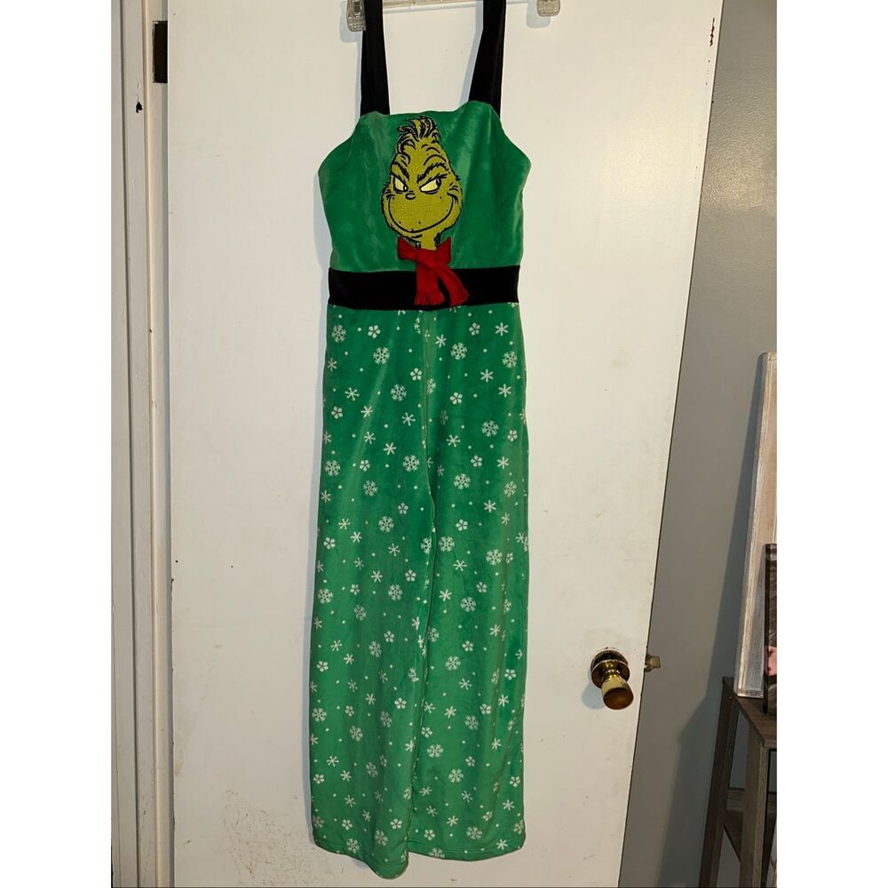Grinch Dr Seuss Velvet One Piece Jumpsuit Women’s/Jr  S (3-5) Christmas pajamas